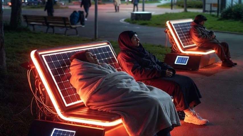 Japan: Solar Powered Heated Benches  for the Homeless