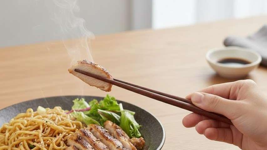 عصي وشوكة في عود طعام واحد